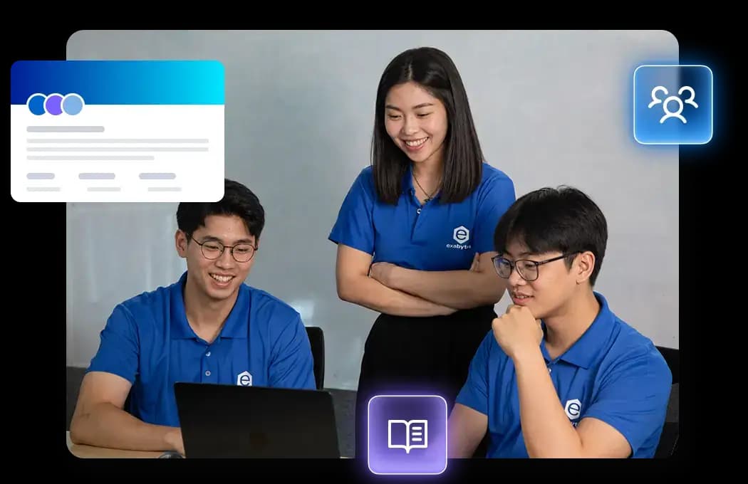 Exabytes team members in branded company polos